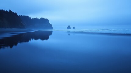 Moody Blue Hour Beach Landscape