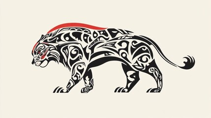 Abstract tribal lion silhouette, artistic design, for print or digital use