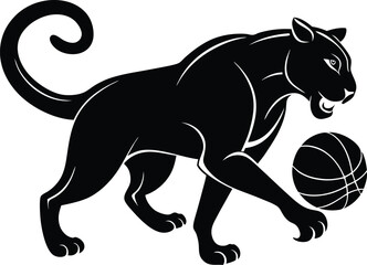 Panther with basketball vector illustration. Perfect for sports logos, team mascots, branding, t-shirt designs, posters, tournaments, school teams, and digital artwork.