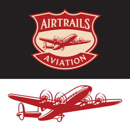Fully editable vector logo template with vintage aviation theme for any related print or digital media