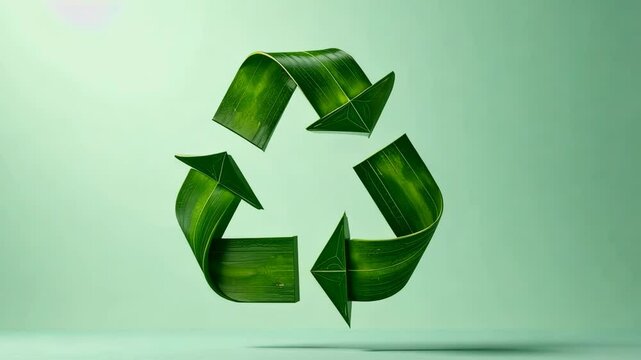 4k frame recycling sign on blurred background