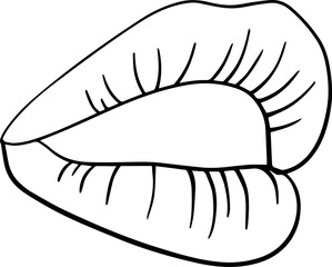 Sexy woman lips in sketch style