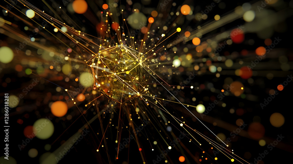 Poster global digital commerce network visualization concept -
