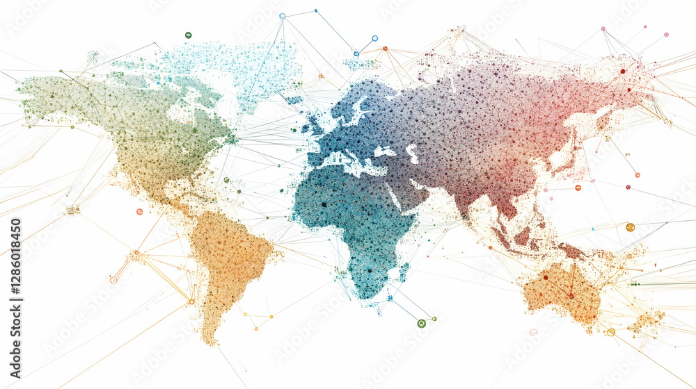 Poster global product distribution network visualization -