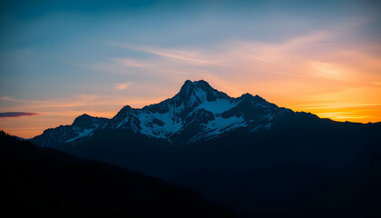 Majestic Mountain Peak at Sunrise Golden Hour Landscape Photography