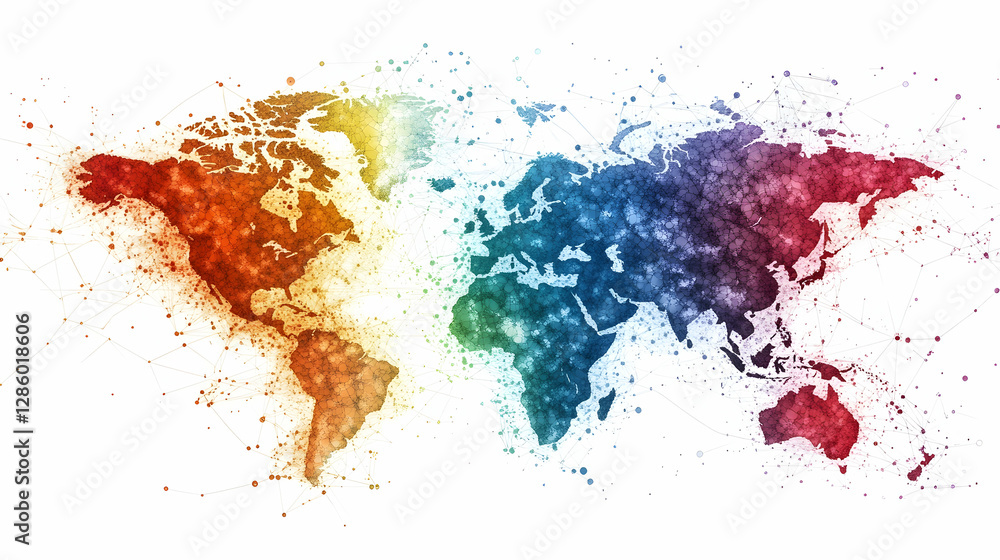 Poster global product distribution network visualization -