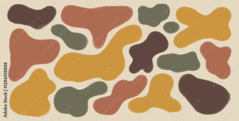 Poster organic silhouette shapes set. irregular splodge figures. random abstract rough edged fluid. uneven 