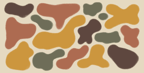 Organic silhouette shapes set. Irregular splodge figures. Random abstract rough edged fluid. Uneven shape splashes. Wavy blob stains. Curvy flat drops. Vector hand drawn illustration.