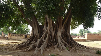 an old tree thousands of years old with large buttresses