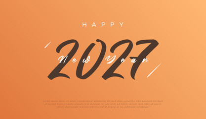 2027 text. New year 2027 minimalist. Happy new year. design template for new year celebration. 2027 calendar. Year 2027 celebration greeting background template