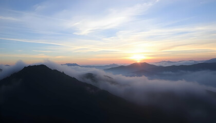 Serene Sunrise Mountain Landscape Breathtaking View Nature Photography Awesome Scenery Picturesque Cloudscape Golden Hour