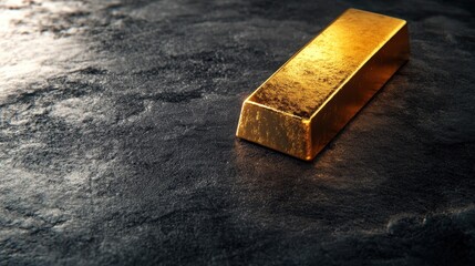 Single gold bar resting on an elegant black velvet background, rich contrast