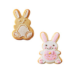 Obraz premium Easter bunny sugar cookies with icing decorations 