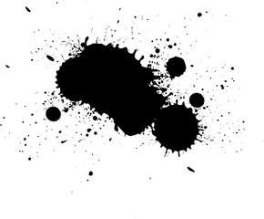 black ink brush painting splatter splash artistic grunge graphic element