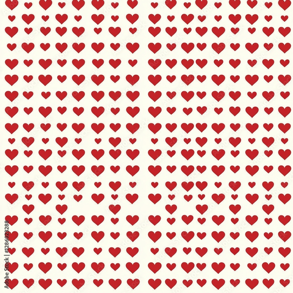Poster a modern, continuous retro pattern with polka dots and hearts.