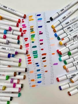 Colorful Marker Swatch Test on Paper