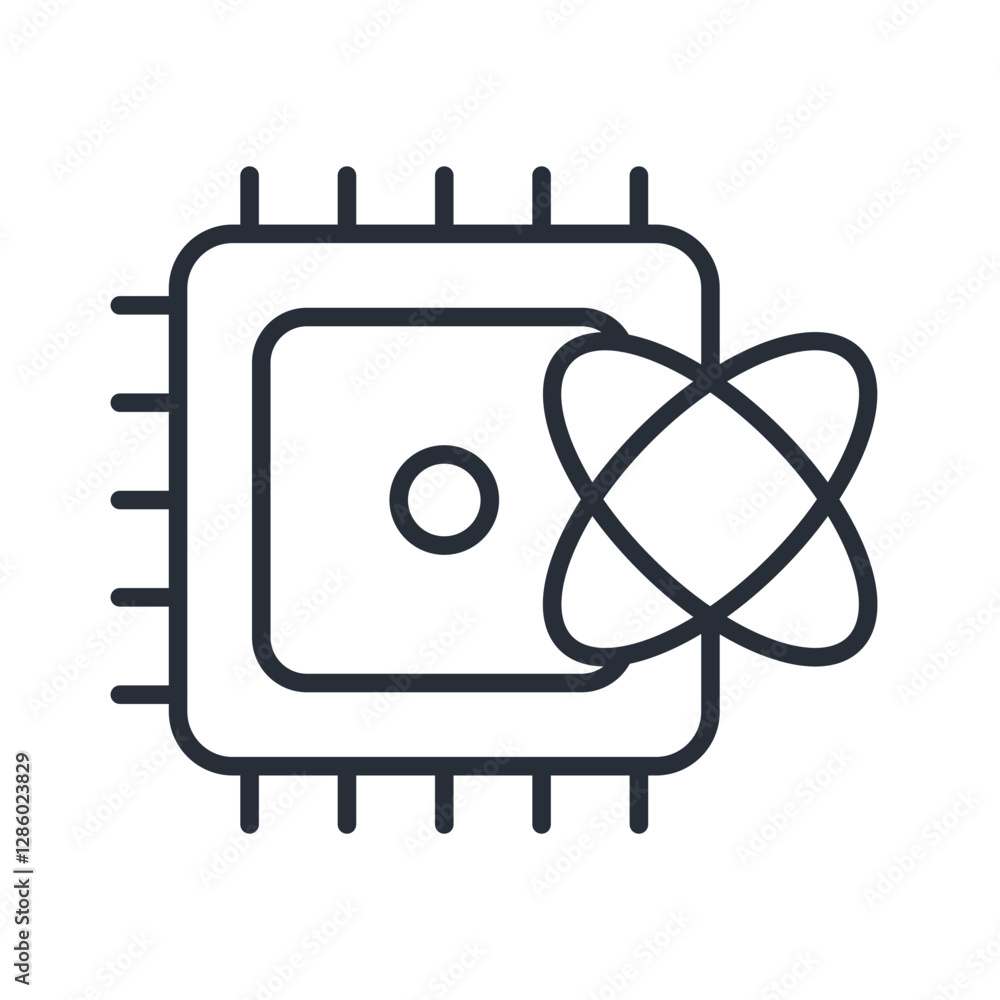 Poster quantum computing icon. vector.editable stroke.linear style sign for use web design,logo.symbol illu