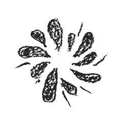 Firework crayon drawing isolated on white background. firecracker in pencil doodle style. Black conceptual sketch childish vector hand drawn illustration