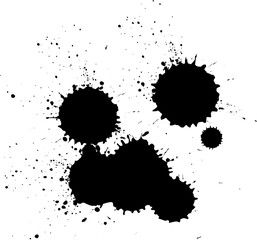 black ink dropped brush painting splatter splash grunge element graphic