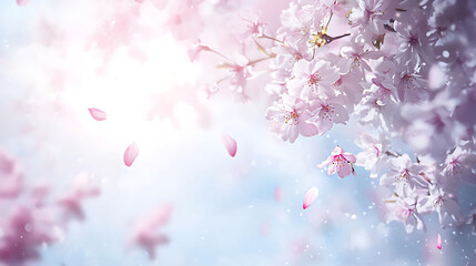 Spring Cherry Blossoms, Soft Light, Beautiful Flowers, Outdoor Scene, Background Image