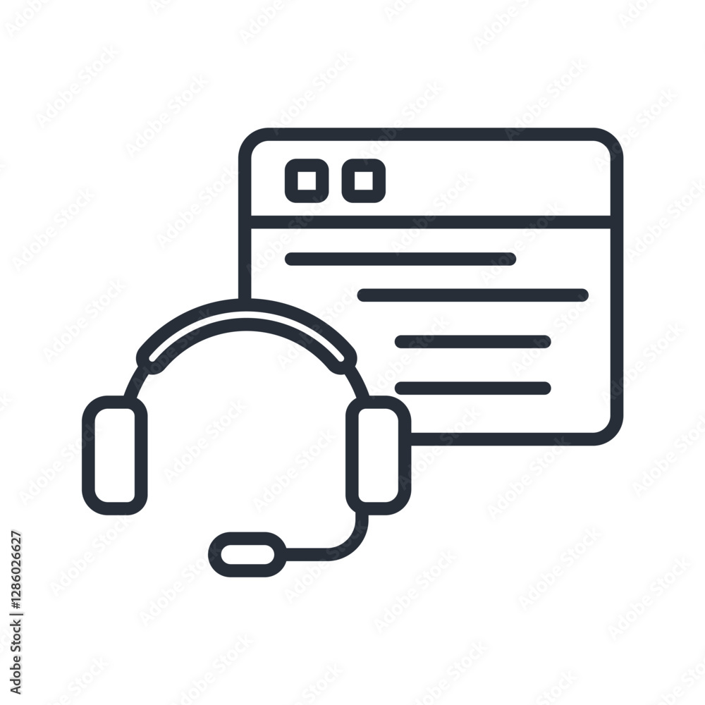 Poster virtual assistant icon. vector.editable stroke.linear style sign for use web design,logo.symbol illu