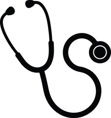 Black silhouette medical stethoscope icon 