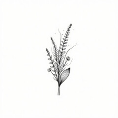 Obraz premium Botanical Line Art Tattoos Poster – Minimalist Floral Ink Art