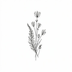 Botanical Line Art Tattoos Poster – Minimalist Floral Ink Art

