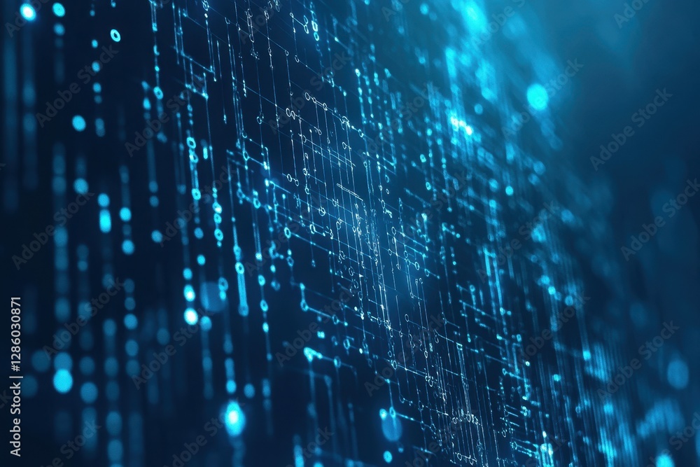 Poster digital blue circuitry glows with vibrant light in a futuristic display of technology and innovation