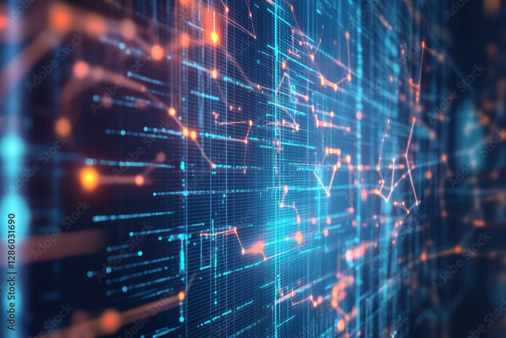 Aufkleber exploring the vibrant world of digital connections in a futuristic cyber landscape filled with glowi
