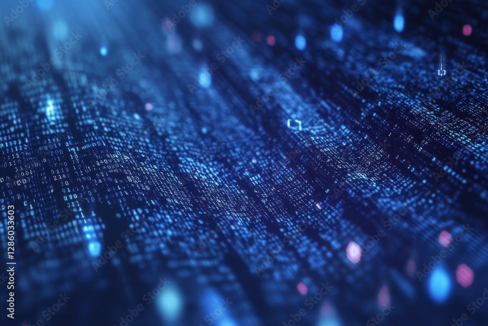 Poster vibrant digital landscape showcasing flowing data streams in a futuristic cyber environment filled w