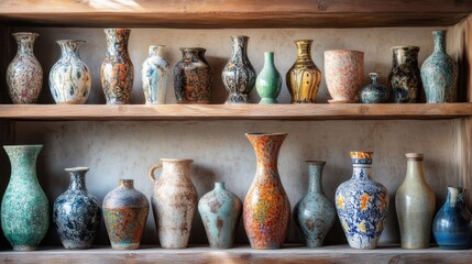 A beautifully painted ceramic vase with intricate floral designs on a wooden table.