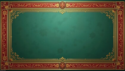 Obraz premium Ornate Green and Red Frame with Gold Accents for Graphic Design