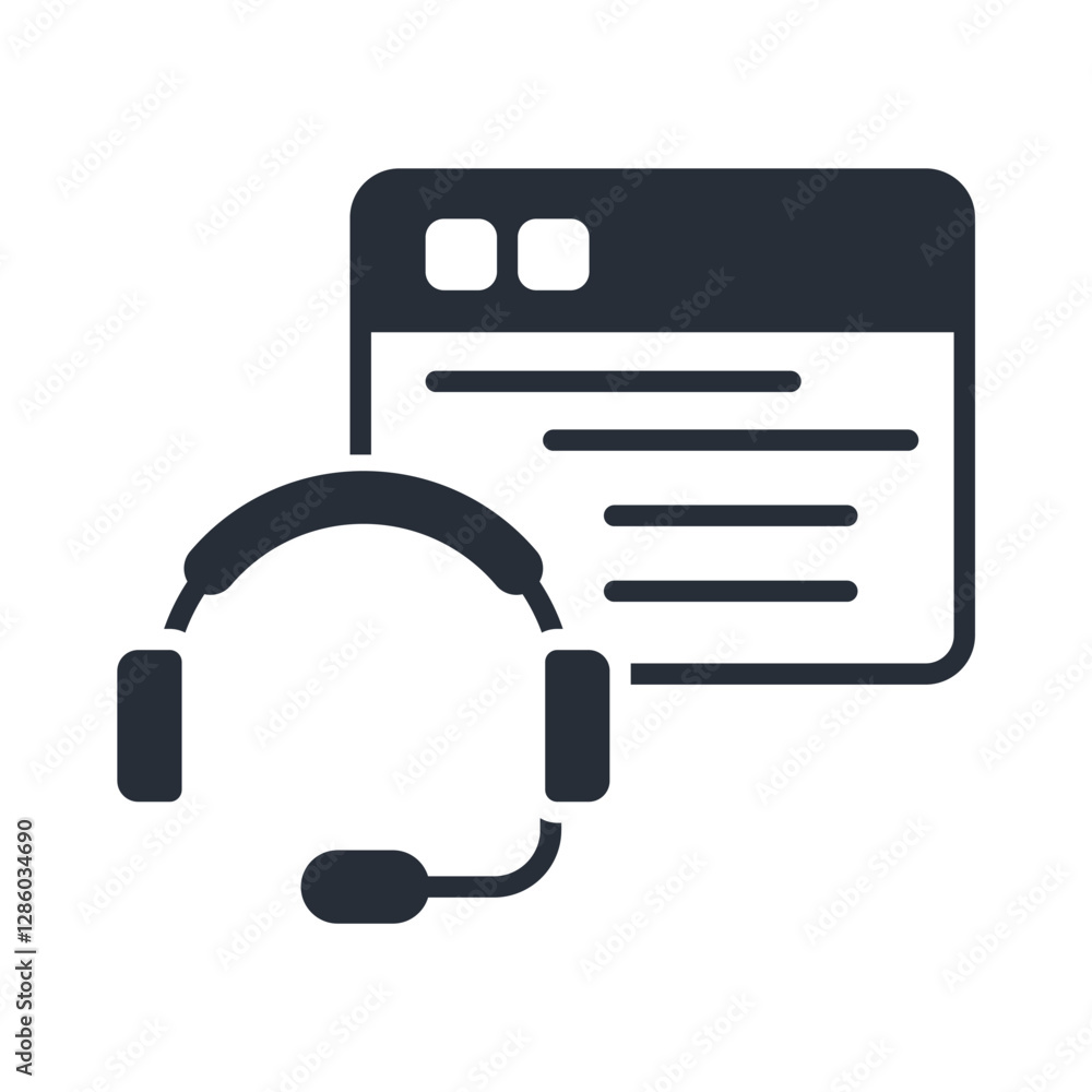 Poster virtual assistant icon. vector.editable stroke.linear style sign for use web design,logo.symbol illu