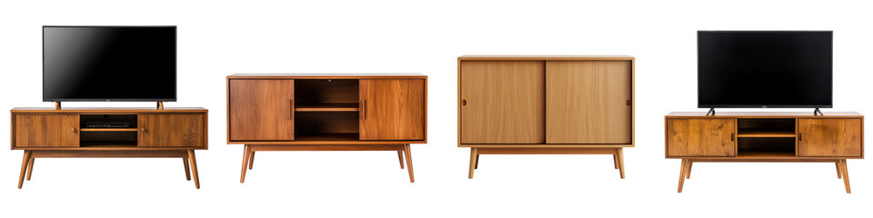Assortment of Wooden Furniture Pieces including TV Stand Cabinet Sideboard and Console Table for Modern Home Decor and Interior Design