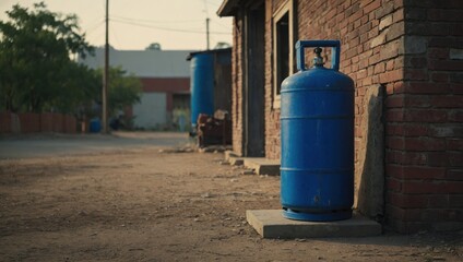 Navy blue bottle, gas bottle, water bottle