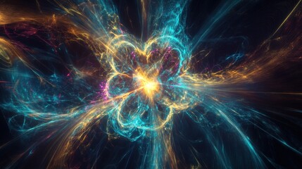 A cybernetic nebula infused with artificial intelligence, pulsating with fractal patterns of light