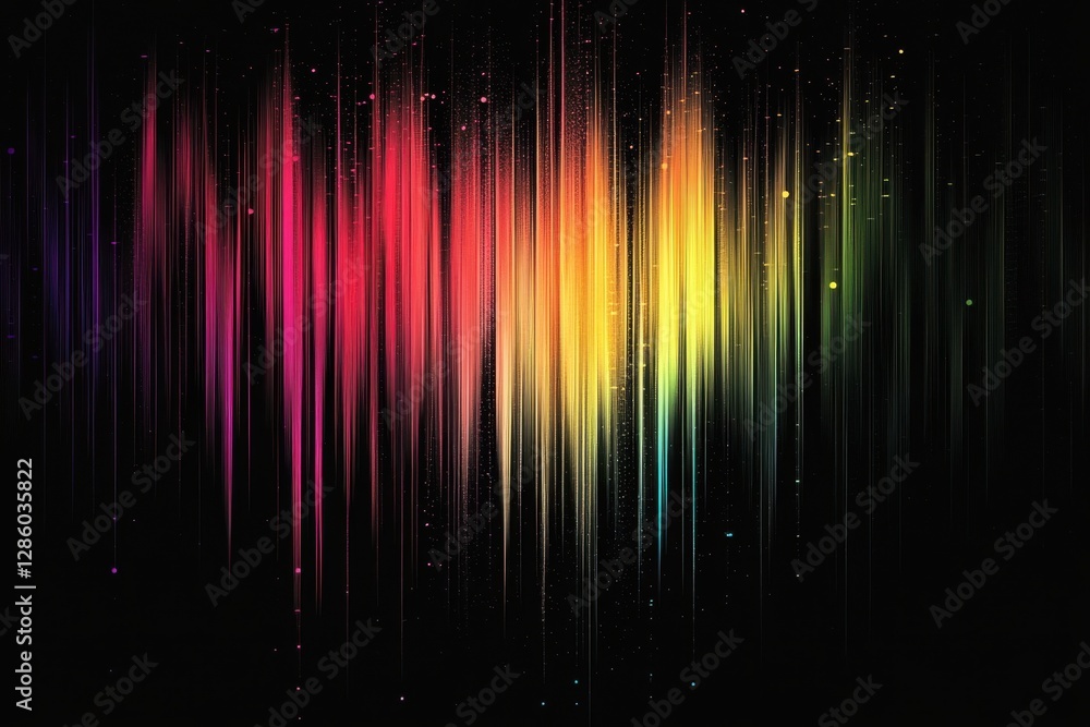 Poster vibrant sound waves create an explosion of color against a black background, capturing the essence o