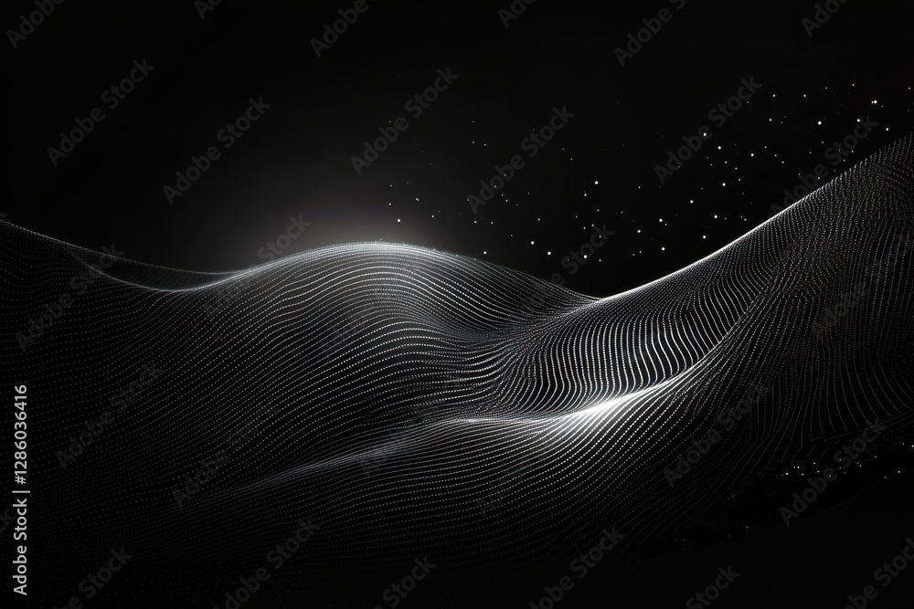 Poster stunning interplay of light and shadow creates enchanting waves in a digital landscape filled with c