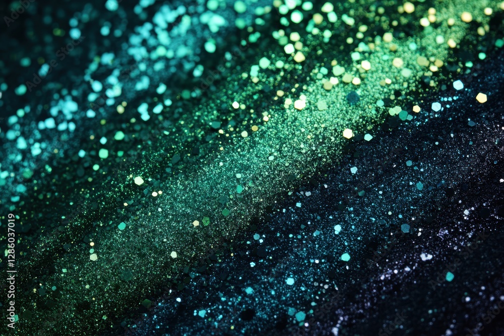 Poster shimmering particles dance in vibrant hues, creating a mesmerizing celestial landscape at dusk. gene