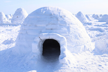 Abstract Landscape - Eskimo City. Snow igloo house in winter. © Anton Belovodchenko