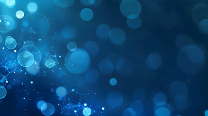 Abstract blue bokeh background with glowing particles and connections, ideal for digital designs