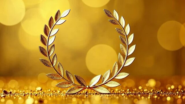 golden wreath of the winner on a golden background