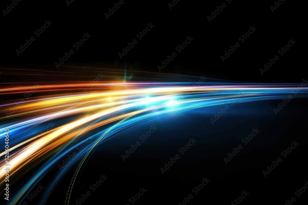 Poster colorful light trails dance across a dark background, creating a mesmerizing visual symphony of moti