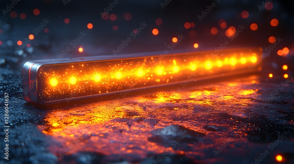 Poster glowing ruler styled progress bar measuring advancement on a clean white setup