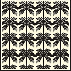 A continuous geometric pattern with palm motifs, suitable for trendy tropical designs on textiles, paper, textures, and wrapping paper.