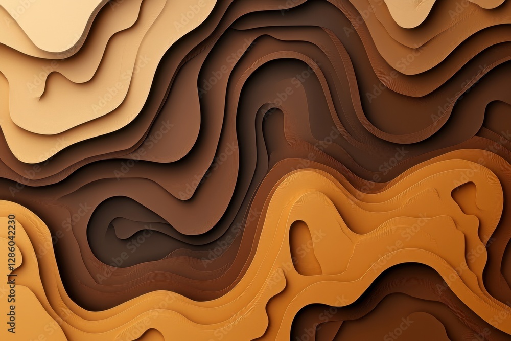 Poster exploring the captivating layers of abstract shapes and earthy tones in a mesmerizing display of art