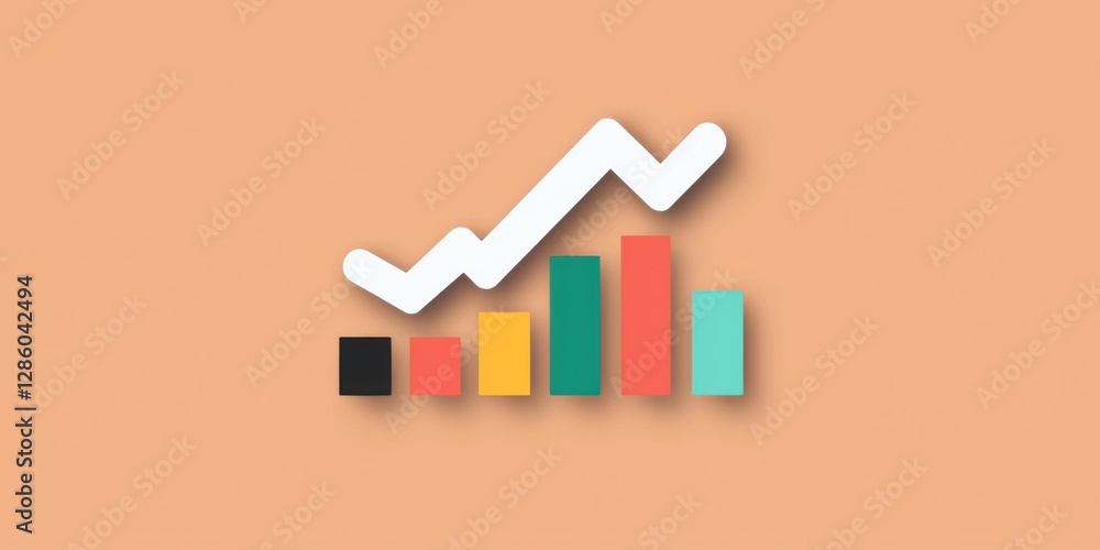 Aufkleber a colorful bar graph with an upward trend, symbolizing growth and progress in data analysis.