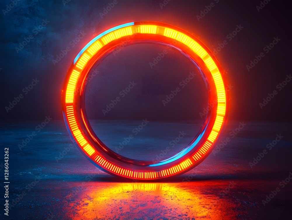 Poster glowing circular progress bar with clock face lighting up as timer completes futuristic and sleek de