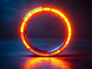 Glowing Circular Progress Bar with Clock Face Lighting Up as Timer Completes Futuristic and Sleek Design for Loading Concept